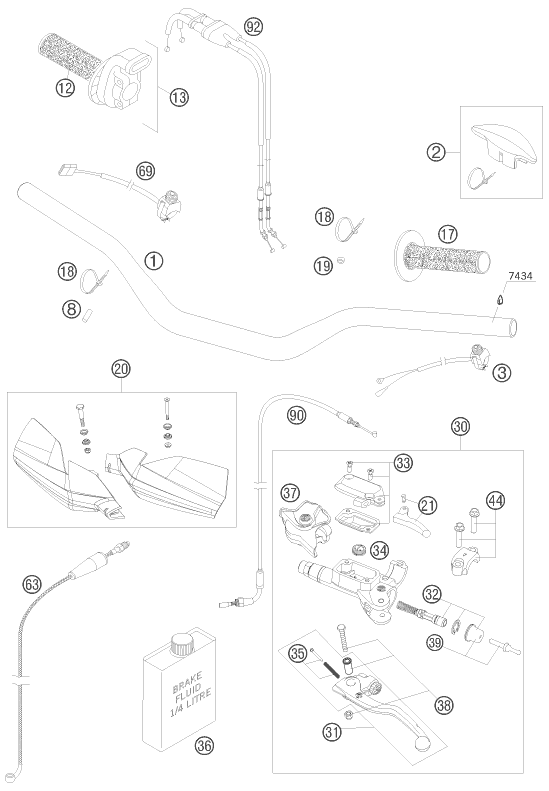 GUIDON ARMATURES POUR 250 SX-F 2008 (EU)