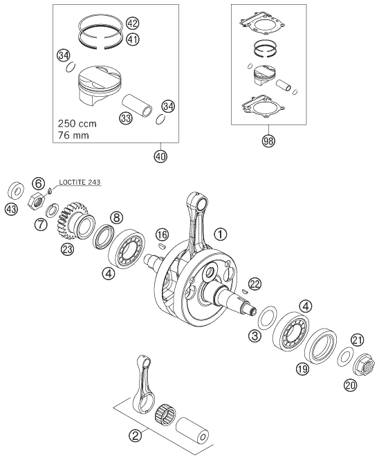 VILEBREQUIN PISTON POUR 250 SX F 2008 EU