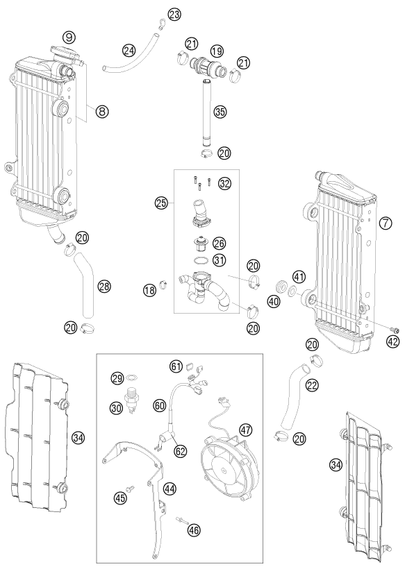 SYSTEME DE REFROIDISSEMENT POUR 250 EXC-F 2008 (EU)