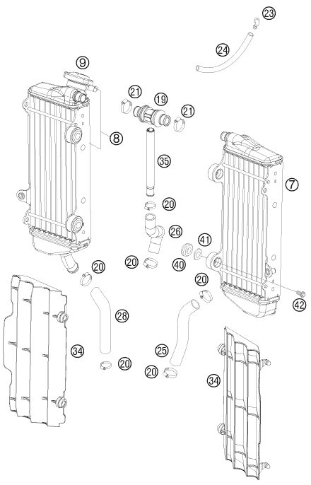 SYSTEME DE REFROIDISSEMENT POUR 250 SX F 2008 EU