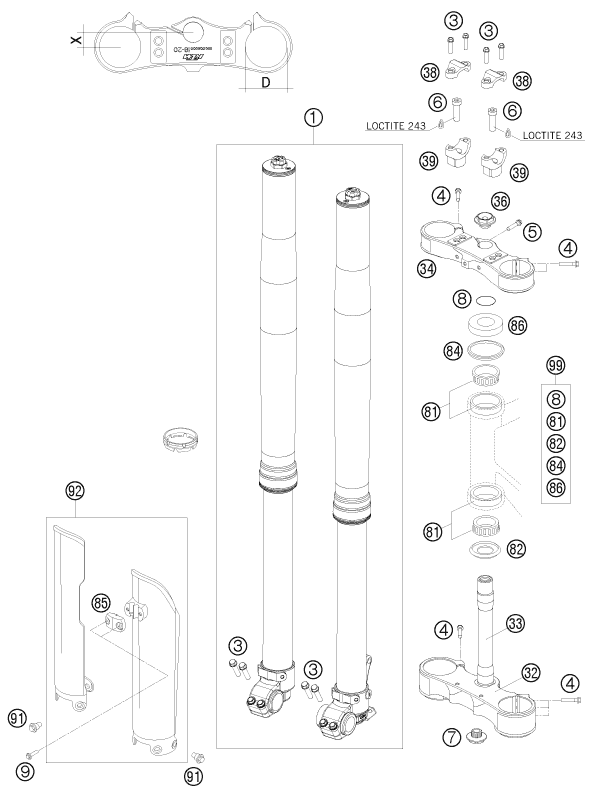 FOURCHE TELESCOPIQUE TE DE FOURCHE POUR 450 SMR 2010 (EU)