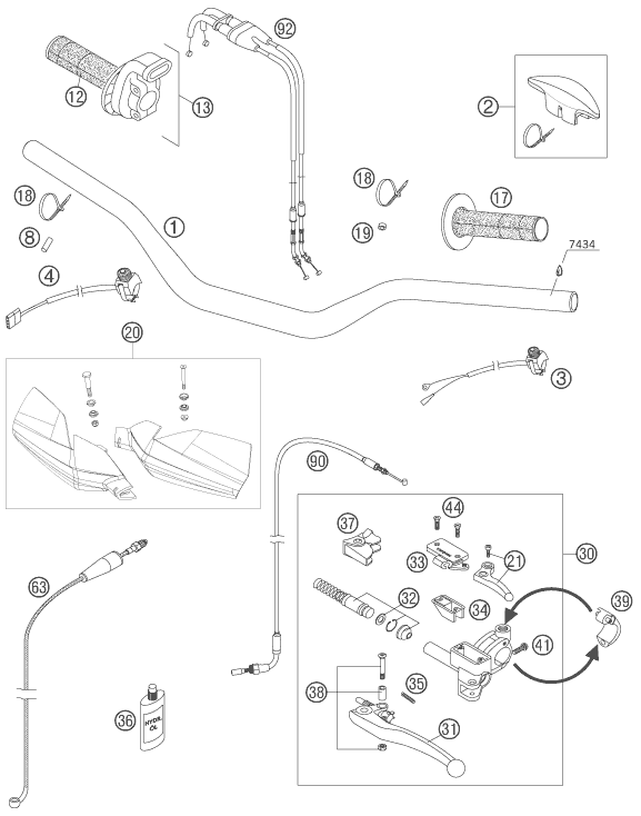 GUIDON ARMATURES POUR 450 SX F 2008 EU