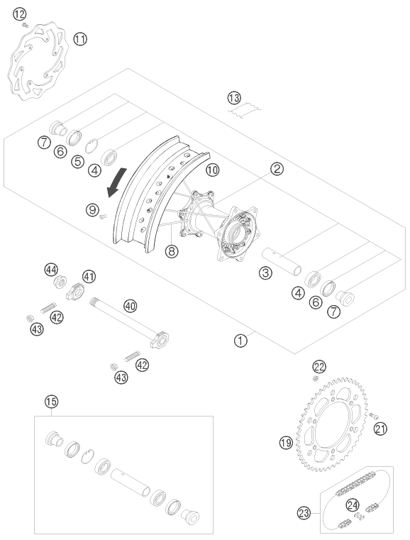 ROUE ARRIERE POUR 450 SMR 2009 (EU)