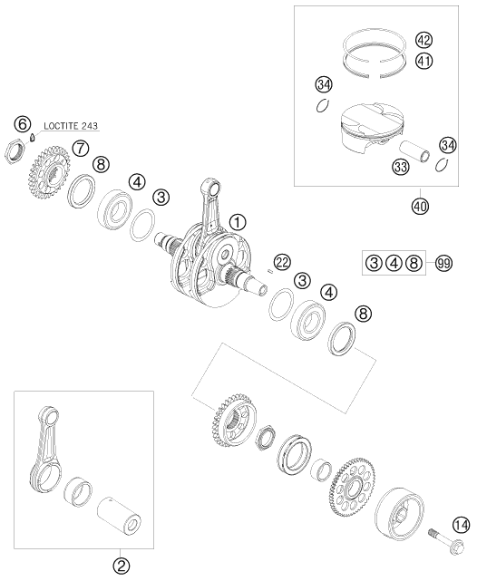 VILEBREQUIN PISTON POUR 505 SX-F (EU)