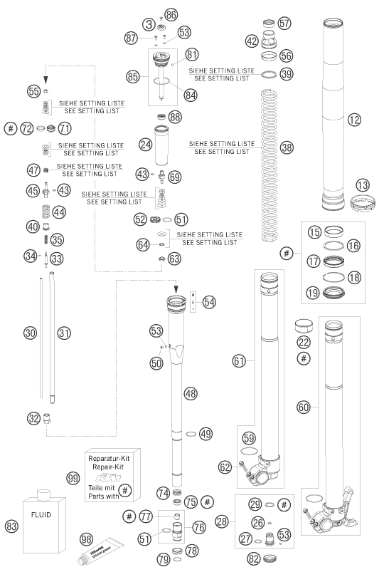 FOURCHE TELESCOPIQUE POUR 125 SX (EU)