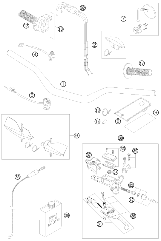 GUIDON ARMATURES POUR 250 EXC F SIX DAYS 2008 EU