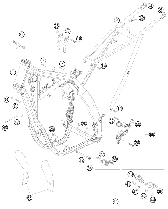 CADRE POUR 250 EXC-F 2008 (EU)