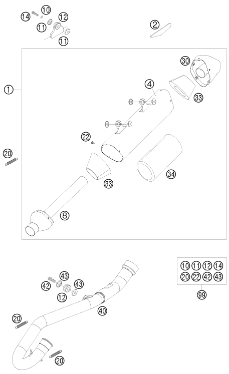 SYSTEME DECHAPPEMENT POUR 250 SX F 2008 EU