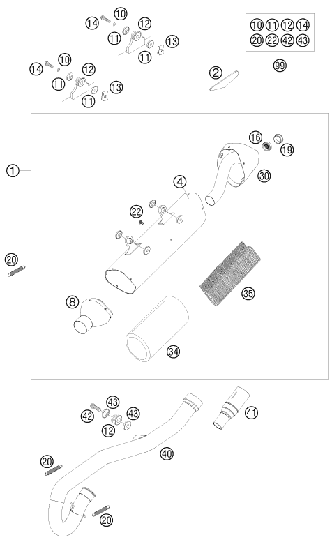 SYSTEME DECHAPPEMENT POUR 250 EXC F 2008 EU