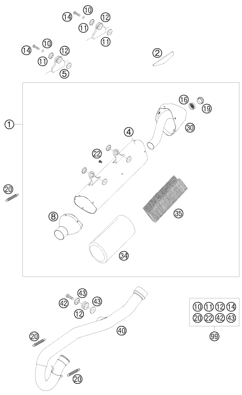SYSTEME DECHAPPEMENT POUR 250 EXC F SIX DAYS 2008 EU