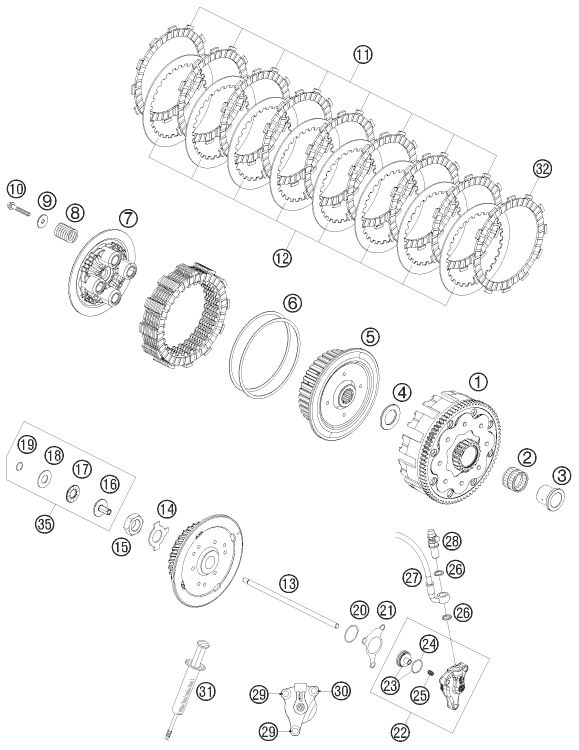 EMBRAYAGE POUR 450 EXC-R 2008 (AU/GB)