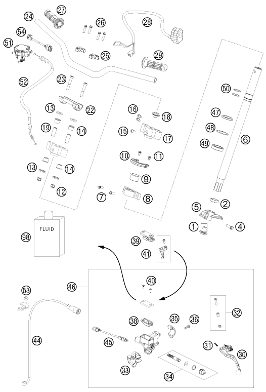 GUIDON ARMATURES POUR 450 XC ATV 2008 (EU)