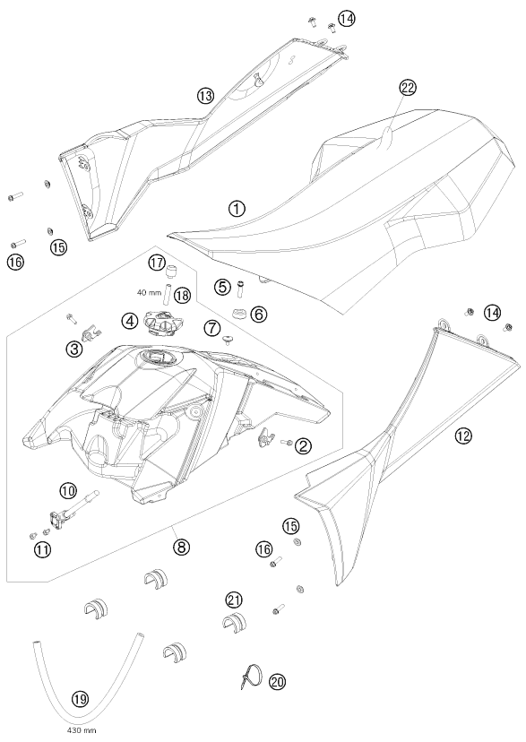 RESERVOIR SELLE POUR 450 XC ATV 2008 EU