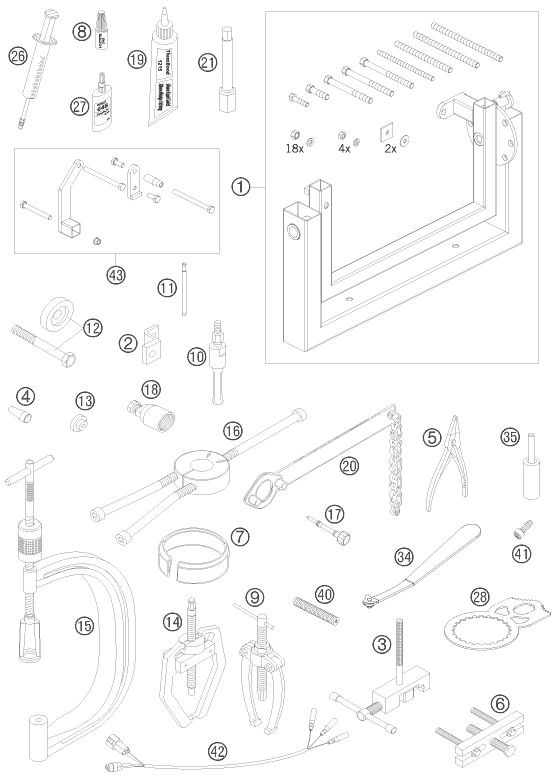 OUTILS SPECIAUX MOTEUR POUR 450 XC ATV 2008 EU