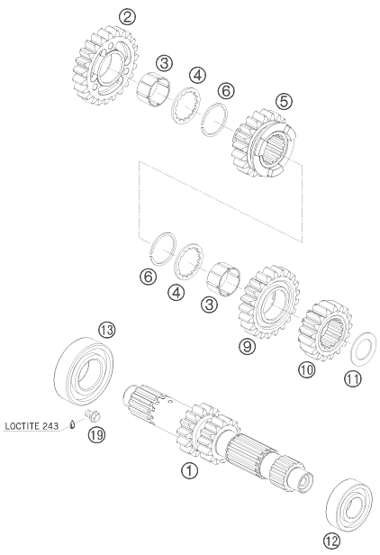 BOITE DE VITESSE I ARBRE PRIMAIRE POUR 450 XC ATV 2009 (EU)