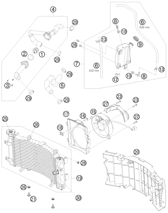 SYSTEME DE REFROIDISSEMENT POUR 450 XC ATV 2008 (EU)