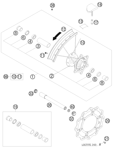 ROUE AVANT POUR 450 SXS F 2008 EU