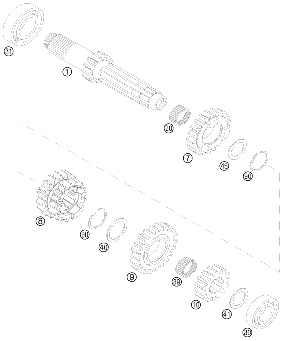 BOITE DE VITESSE I ARBRE PRIMAIRE POUR 250 SXS-F 2008 (EU)