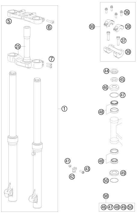 FOURCHE TELESCOPIQUE TE DE FOURCHE POUR 50 SX MINI 2009 (EU)