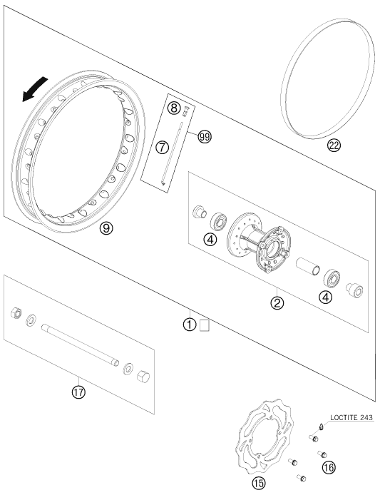 ROUE AVANT POUR 50 SX JUNIOR 2009 (AU/US)