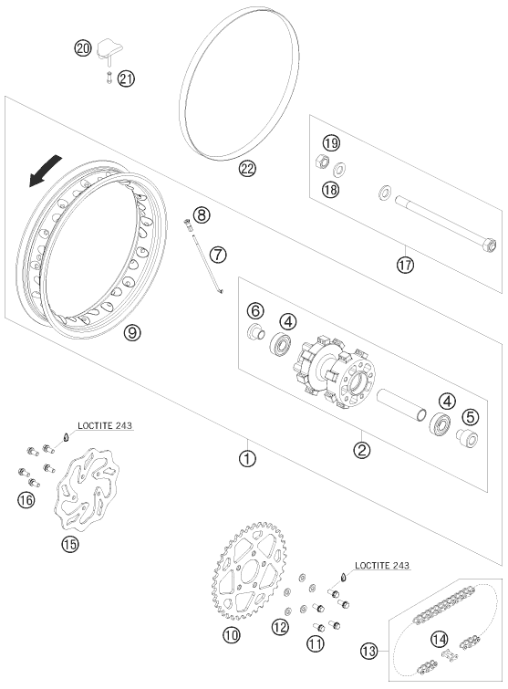 ROUE ARRIERE POUR 50 SX 2009 EU