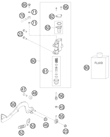 SYSTEME DE FREIN ARRIERE POUR 50 SX 2009 EU