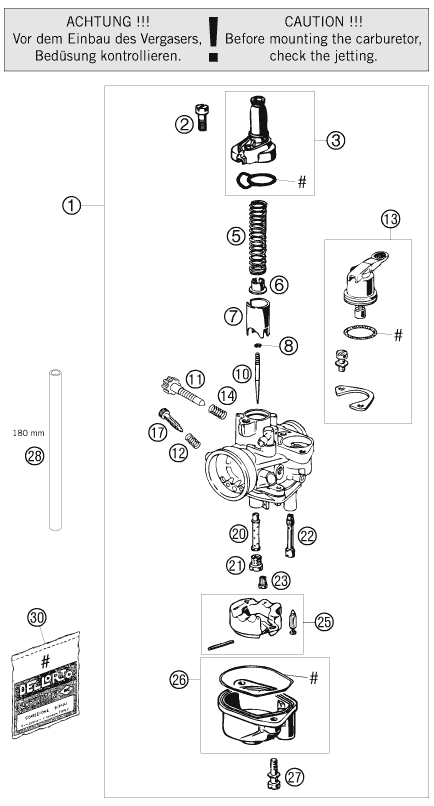 CARBURATEUR POUR 50 SX MINI 2011 EU