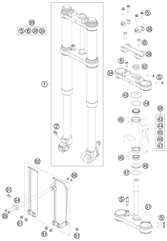 FOURCHE TELESCOPIQUE TE DE FOURCHE POUR 65 SX 2011 (EU)