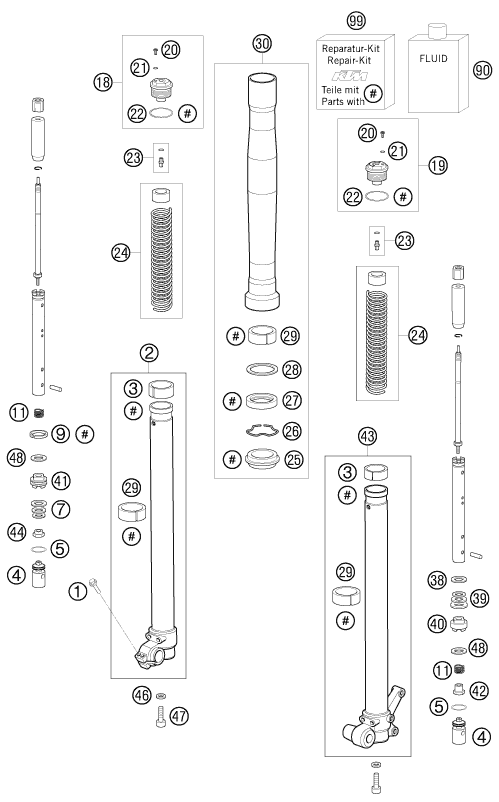 FOURCHE TELESCOPIQUE POUR 65 SX 2009 EU