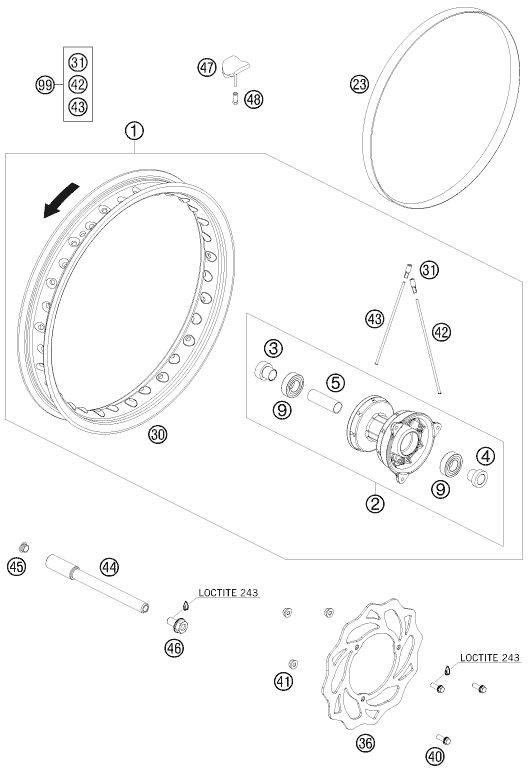 ROUE AVANT POUR 65 SX 2009 (EU)