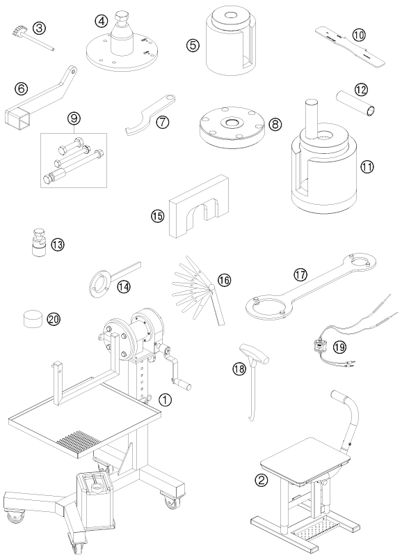 OUTILS SPECIAUX MOTEUR POUR 65 SX 2009 EU