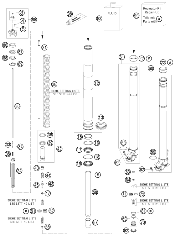 FOURCHE TELESCOPIQUE POUR 400 EXC 2009 (EU)