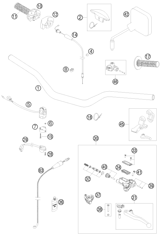 GUIDON ARMATURES POUR 125 EXC 2009 (EU)