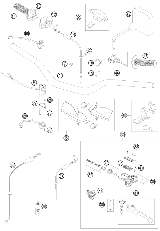 GUIDON ARMATURES POUR 125 EXC SIX-DAYS 2009 (EU)