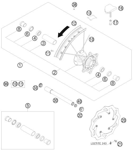 ROUE AVANT POUR 125 SX 2009 (EU)