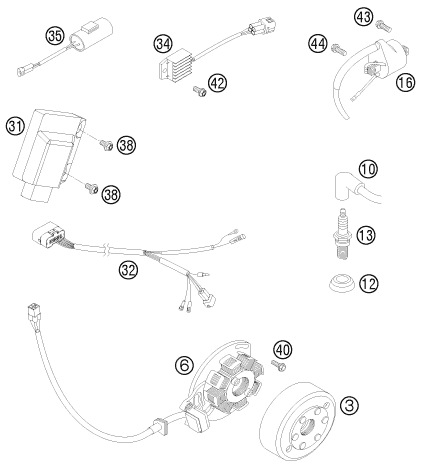 SYSTEME DE ALLUMAGE POUR 125 EXC 2012 EU