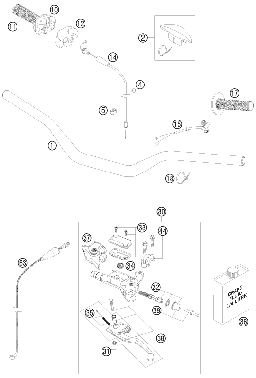 GUIDON ARMATURES POUR 250 SX 2009 EU