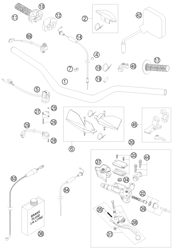 GUIDON ARMATURES POUR 250 EXC SIX-DAYS 2009 (EU)