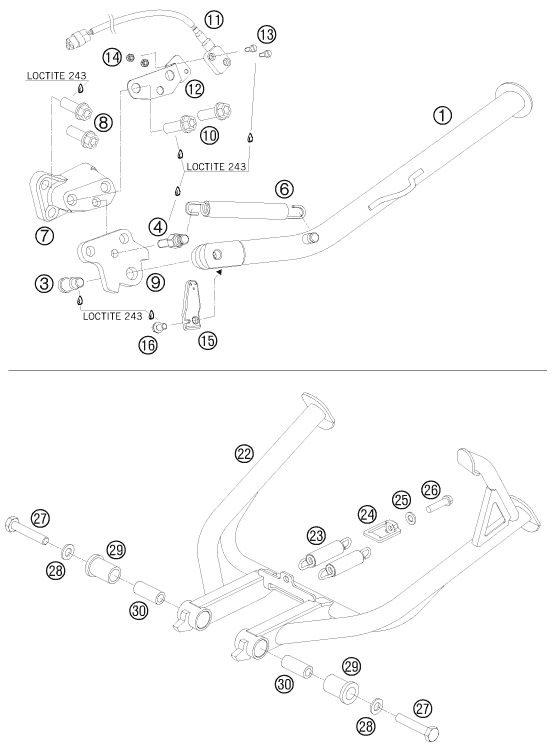 BEQUILLE LATERALE BEQUILLE CENTRALE POUR 990 ADVENTURE R 09 (AU/GB)