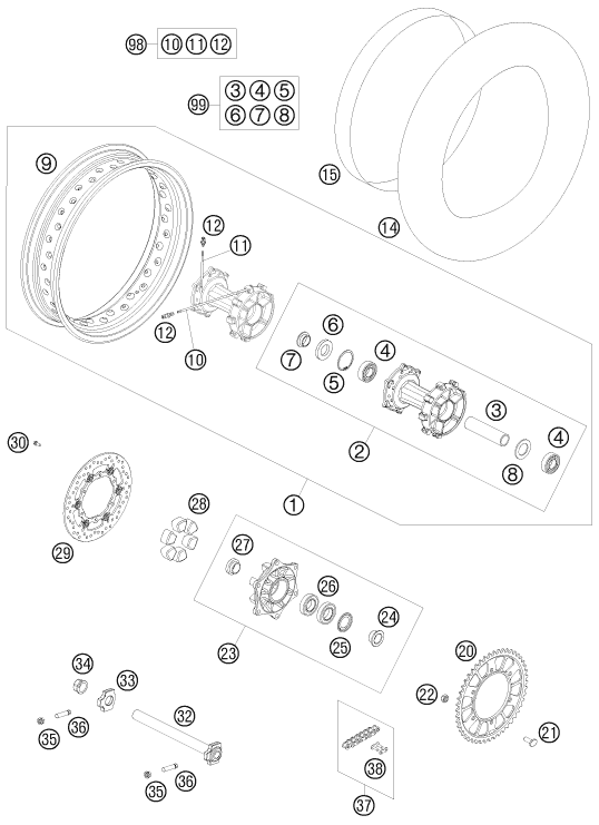 ROUE ARRIERE POUR 990 ADVENTURE R 09 (AU/GB)