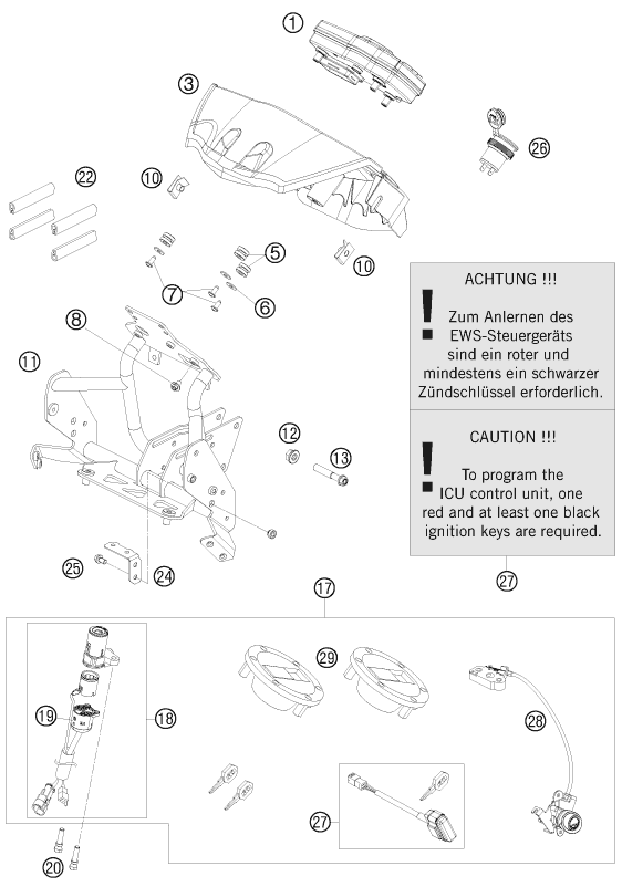 INSTRUMENTS  SYSTEME DE VERROUILLAGE POUR 990 ADVENTURE ORANGE ABS 09 AUGB