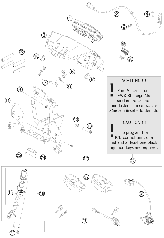 INSTRUMENTS SYSTEME DE VERROUILLAGE POUR 990 ADVENTURE R 09 (AU/GB)