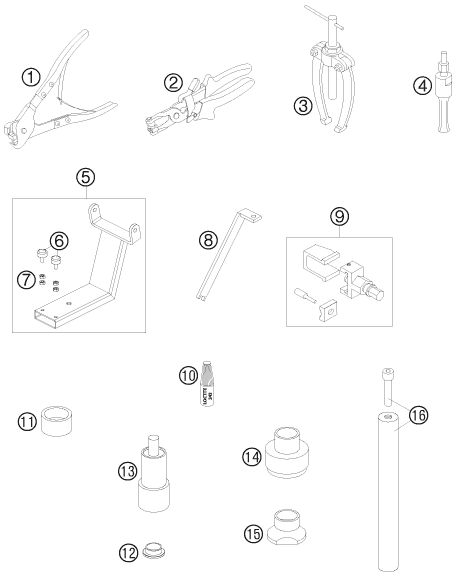 OUTIL SPECIAL CHASSIS POUR 990 ADVENTURE ORANGE ABS 09 (AU/GB)