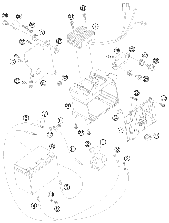 BATTERIE POUR 990 SUPER DUKE BLACK 2009 (AU/GB)