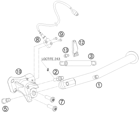 BEQUILLE LATERALE  BEQUILLE CENTRALE POUR 990 SUPERMOTO T ORANGE 09 EU