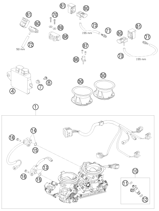 CORPS DU CLAPET DETRANGLEMENT POUR 990 SUPERMOTO BLACK 2009 (AU/GB)