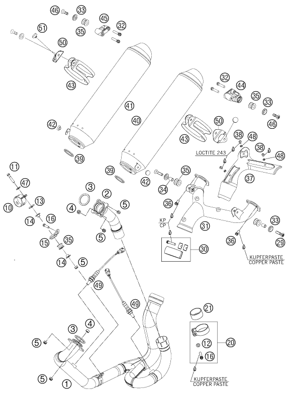 SYSTEME DECHAPPEMENT POUR 990 SUPERMOTO R 2009 (AU/GB)