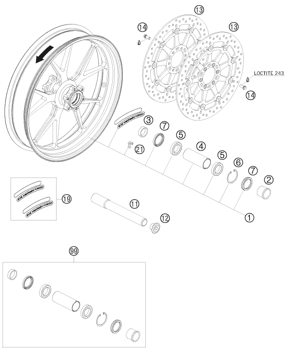 ROUE AVANT POUR 990 SUPERMOTO R 2009 (AU/GB)