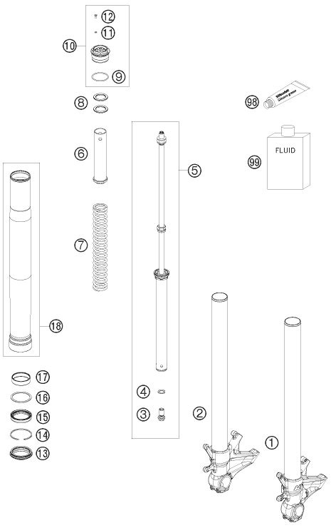 FOURCHE TELESCOPIQUE POUR 1190 RC 8 R 2009 (EU)