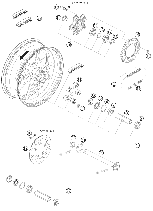 ROUE ARRIERE POUR 1190 RC 8 R 2009 (EU)